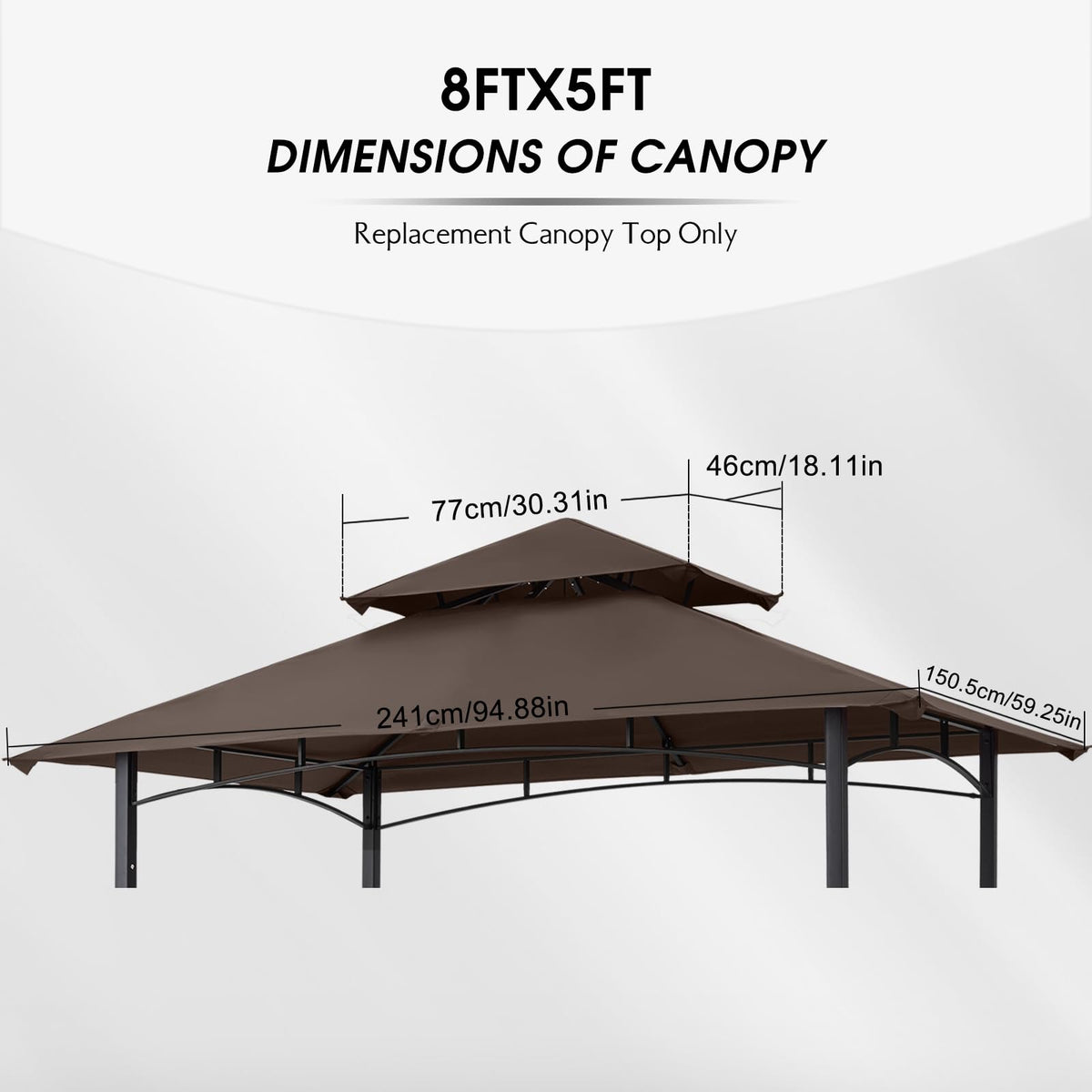 Mastercanopy fabric close-up shows waterproof 100% polyester for long-lasting use.