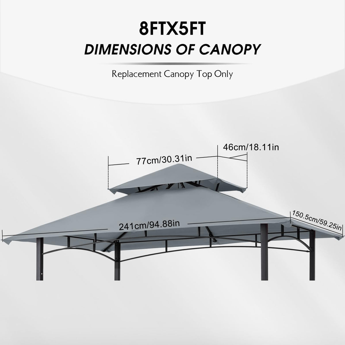 MasterCanopy gray replacement canopy installed on grill gazebo for shade