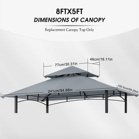 MasterCanopy gray replacement canopy installed on grill gazebo for shade