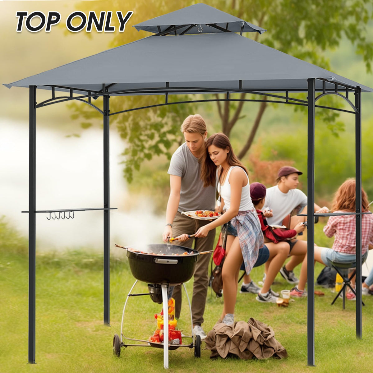 MasterCanopy weather-ready gray fabric protects against sun and light rain