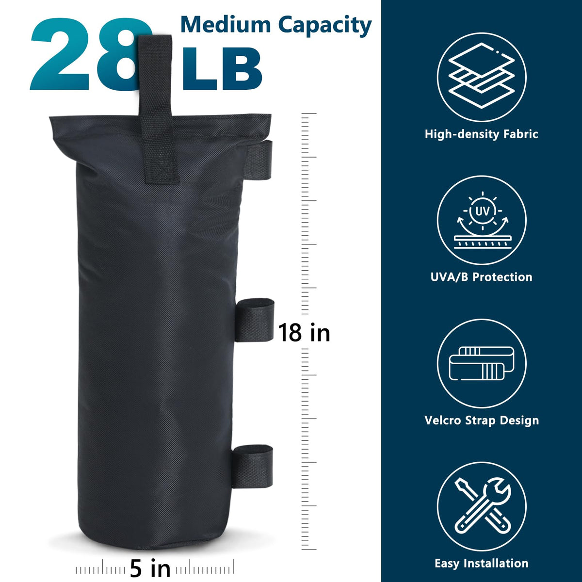 Mastercanopy weight sandbag offers versatile hanging options for secure setup.