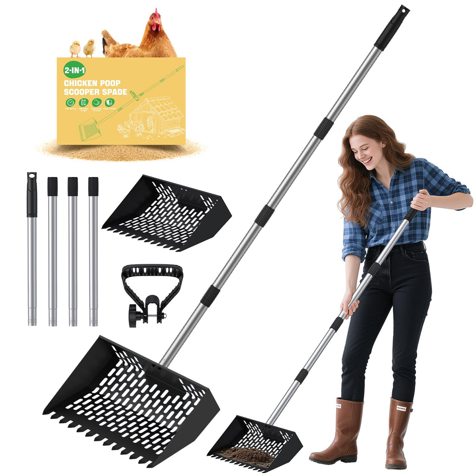 MASTERFUN 2-in-1 chicken pooper scooper in sand mode speeds coop cleanup.