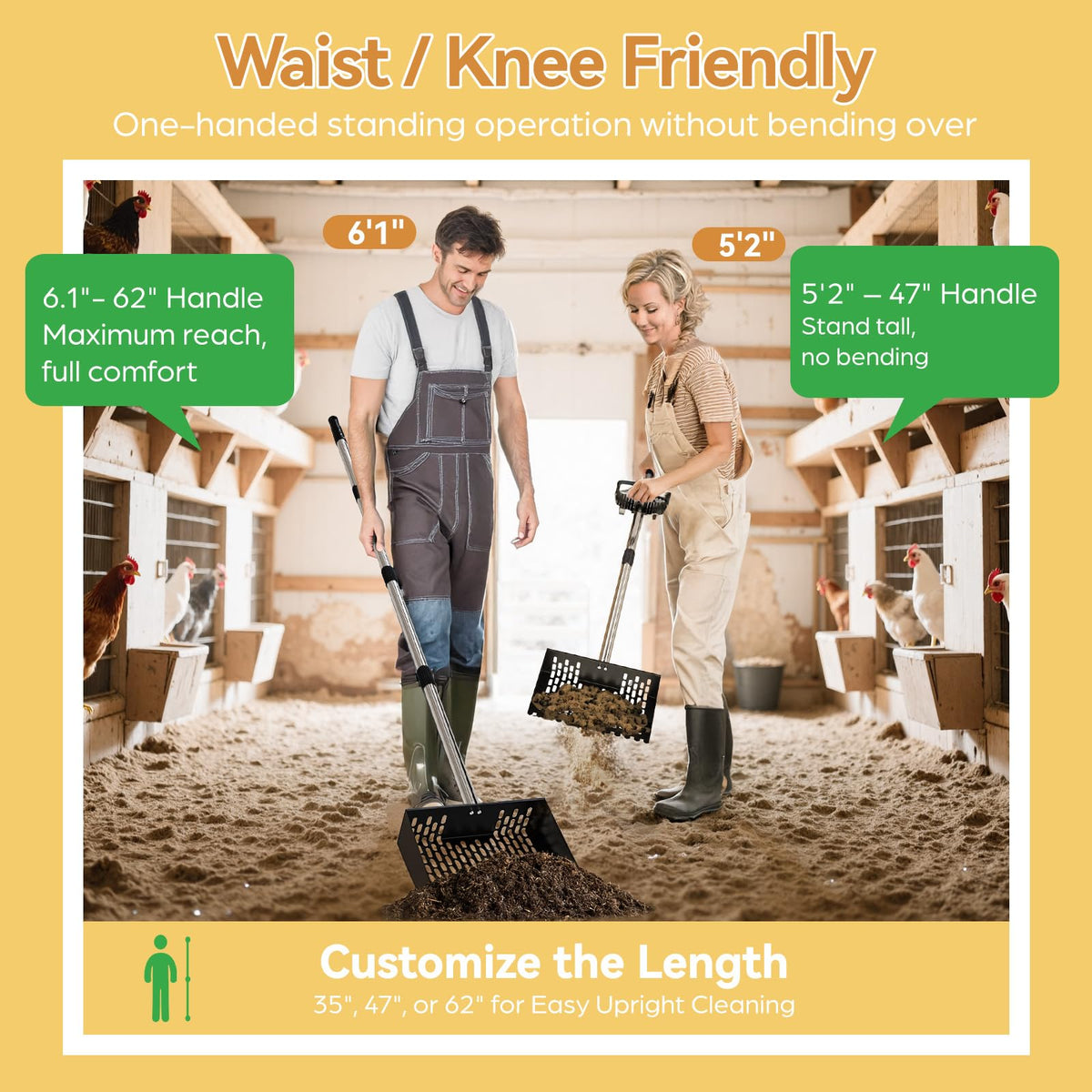 MASTERFUN heavy-duty scoop head resists bending and wear during tough coop tasks.