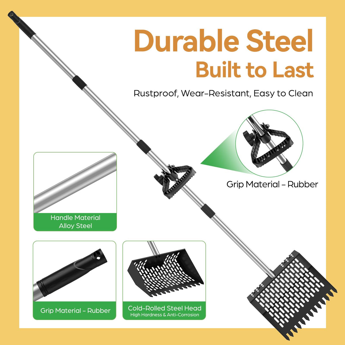 MASTERFUN stainless steel handle with matte finish resists rust for long-term use.