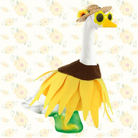 MASU&FHWE sunflower dress on a 23-inch goose statue for bright spring curb appeal.