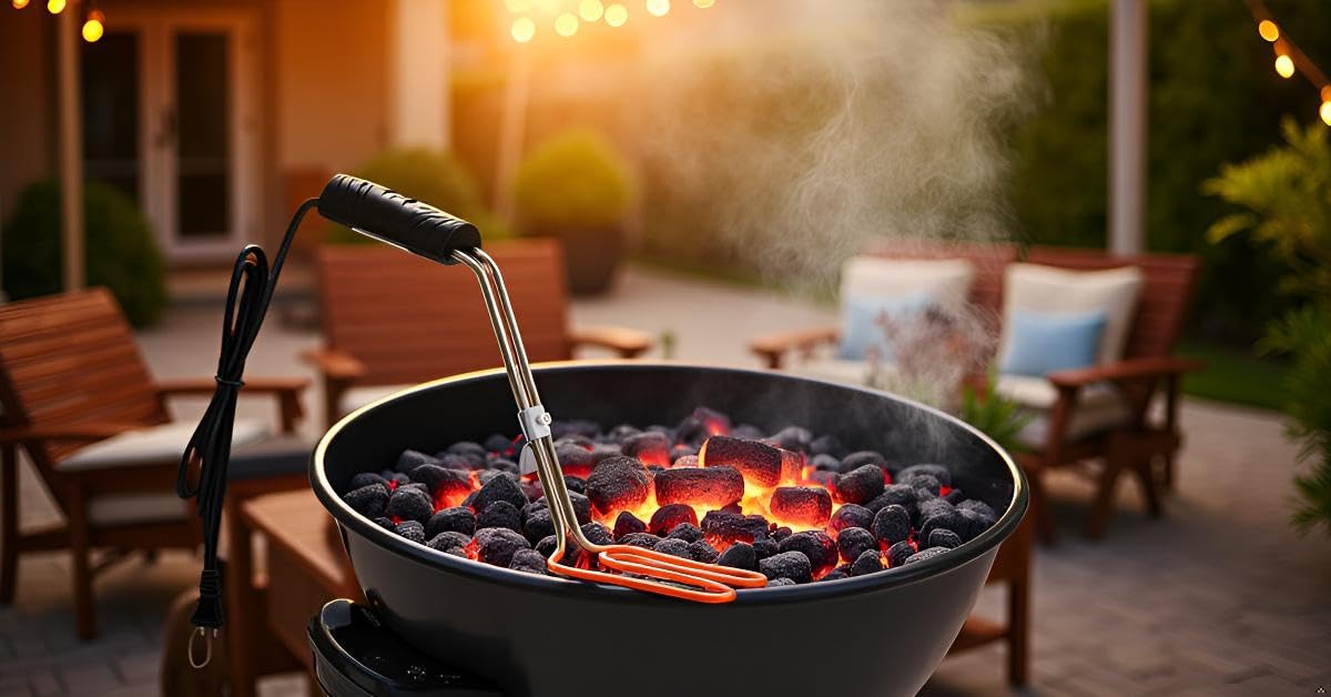 Mata Leon electric charcoal starter in action for fast ignition with no sparks