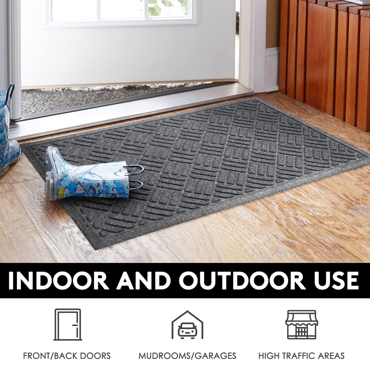 MATALL outdoor mat demonstrating water drainage and dirt trapping at doorway