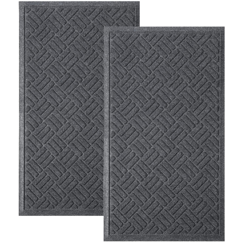 MATALL two-pack front door mats guard entryways by trapping dirt and moisture before it enters