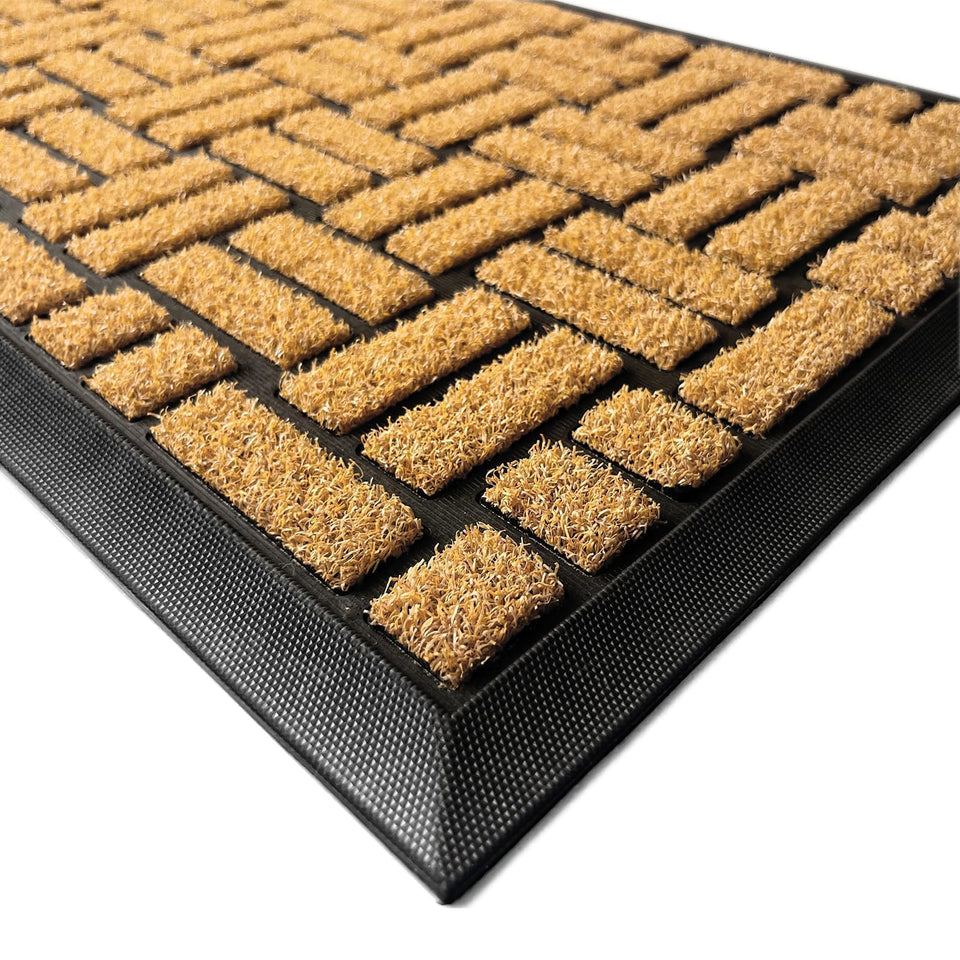 MATALL front door mat with coir-like texture traps dirt at the entry.