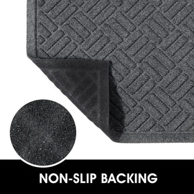 MATALL indoor-outdoor mat showing recycled rubber backing for durable weather-ready protection