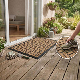 MATALL yellow entrance rug for patios, porches, and apartment entryways.