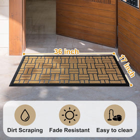 MATALL yellow welcome mat traps dirt and suits indoor and outdoor use.
