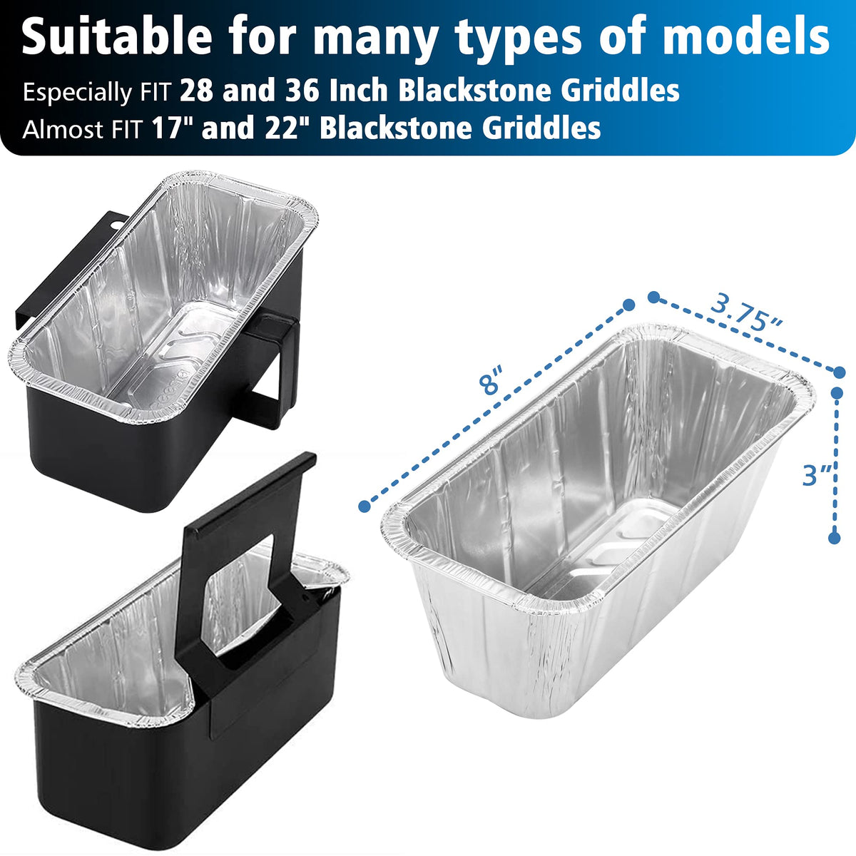 Matchwaves grease pan liner on a 28-inch Blackstone for mess-free grilling.