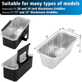 Matchwaves grease pan liner on a 28-inch Blackstone for mess-free grilling.