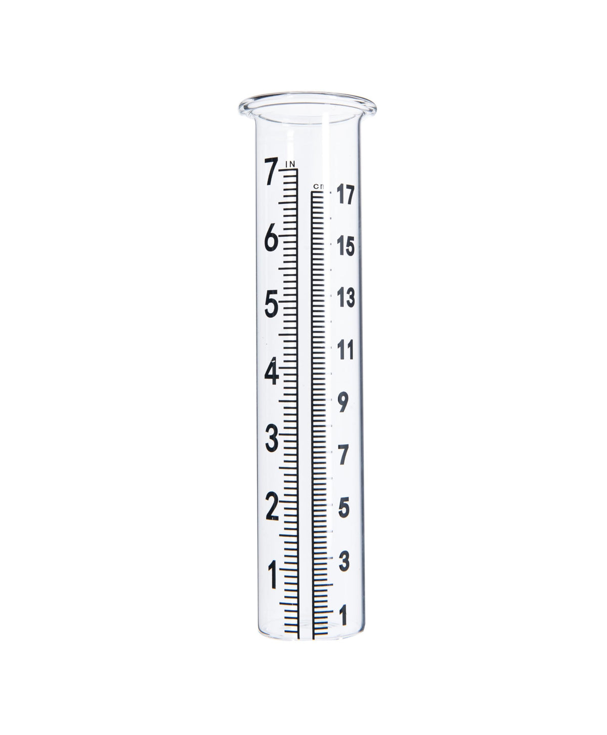Mateda 7-inch glass rain gauge tube for precise outdoor rainfall measurement.