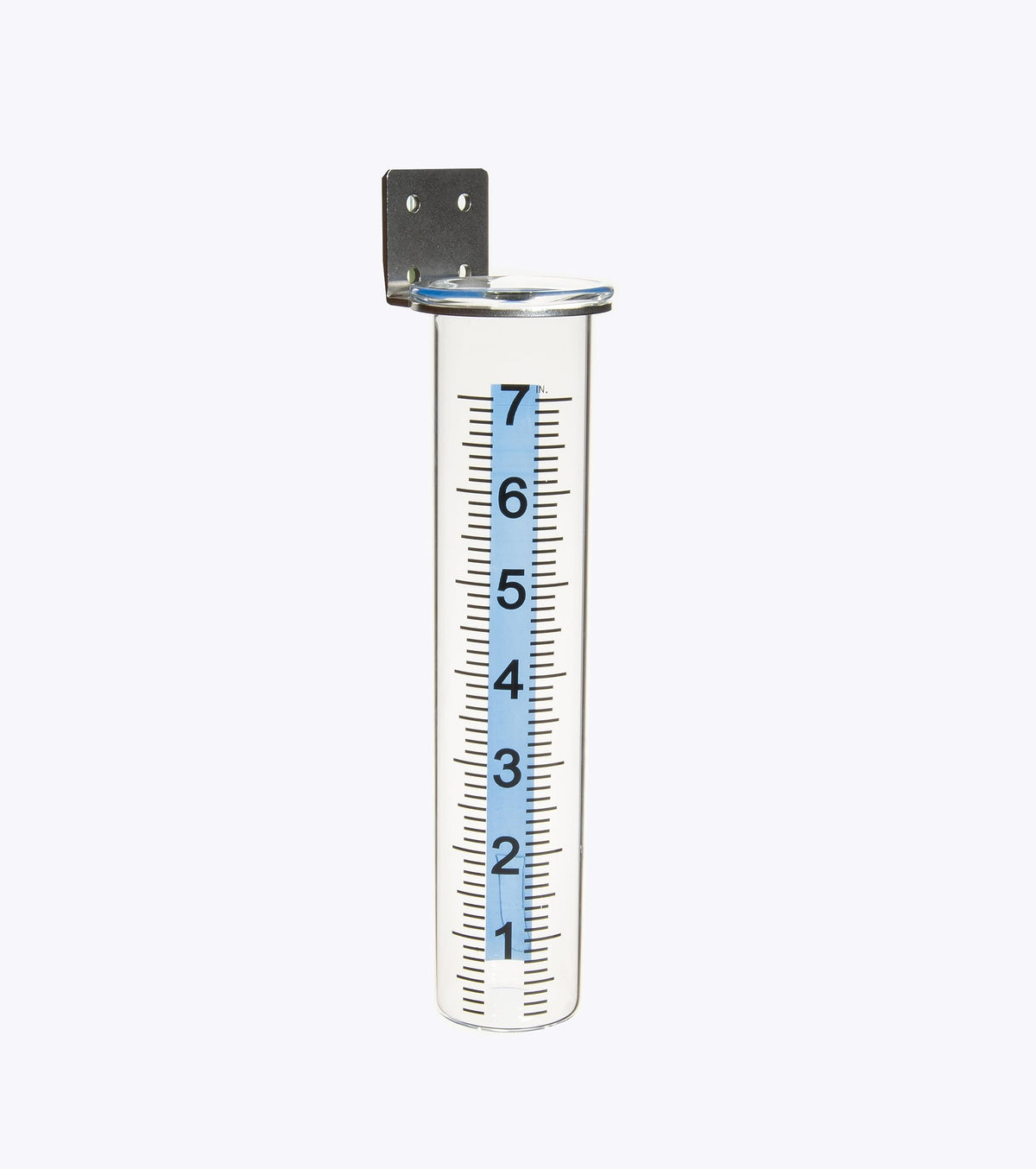 Mateda glass-tube rain gauge with blue strip improves readability in sun or rain.