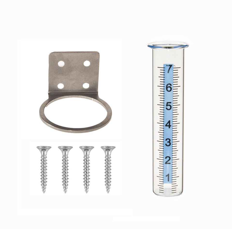Mateda rain gauge 7-inch capacity with blue reading strip for clear measurements.