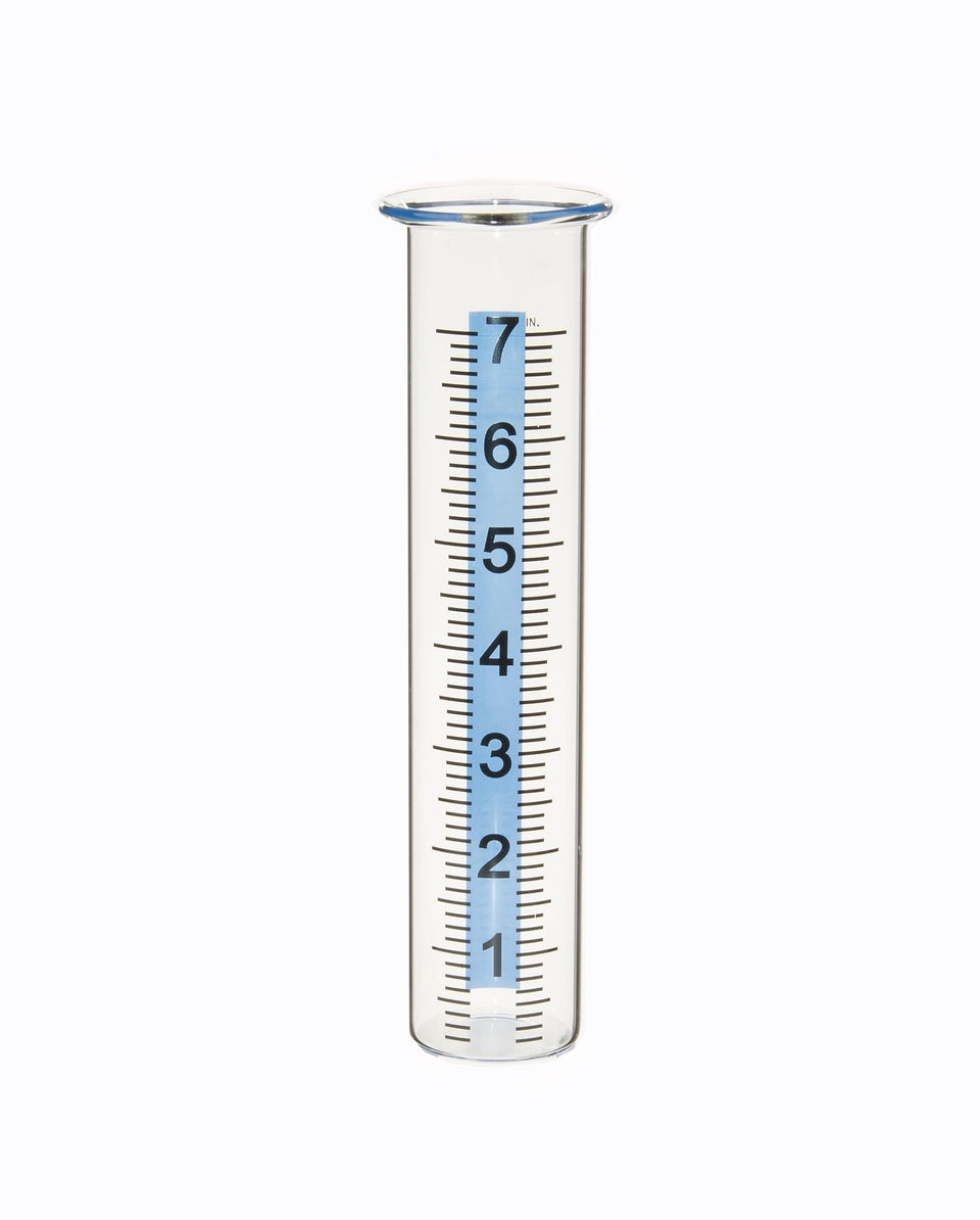 Mateda rain gauge tube with lid design for stable outdoor readings.