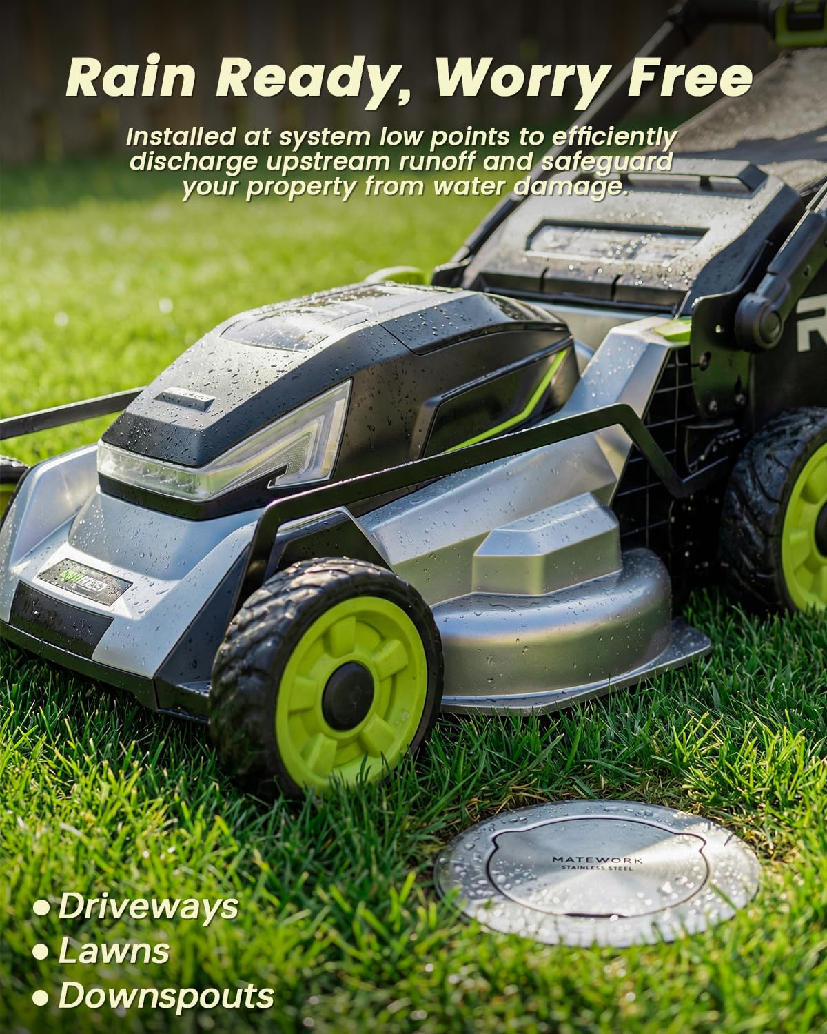 Matework all-weather yard drainage solution; year-round performance