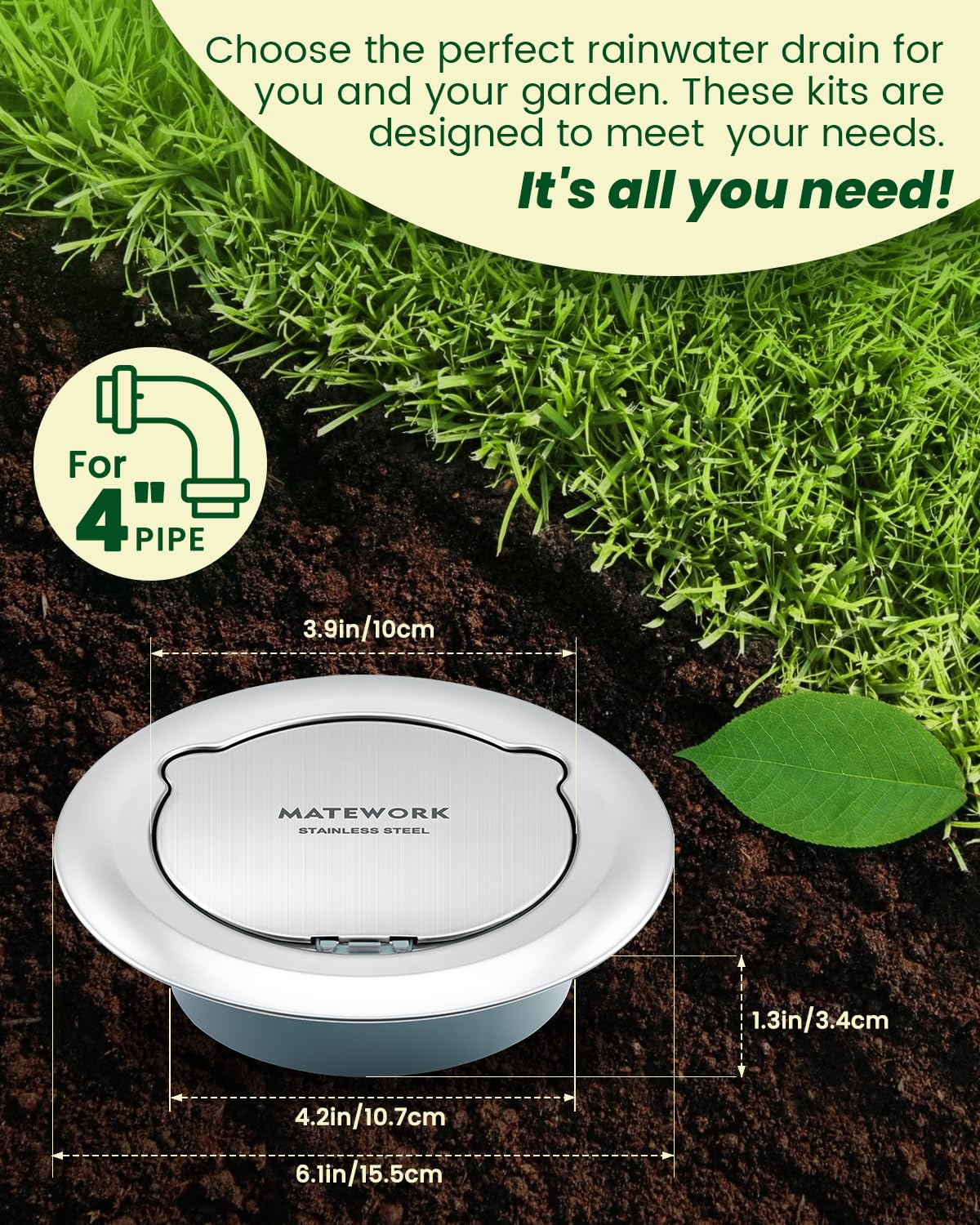 Matework animal-face dual-flow outlet; faster yard drainage