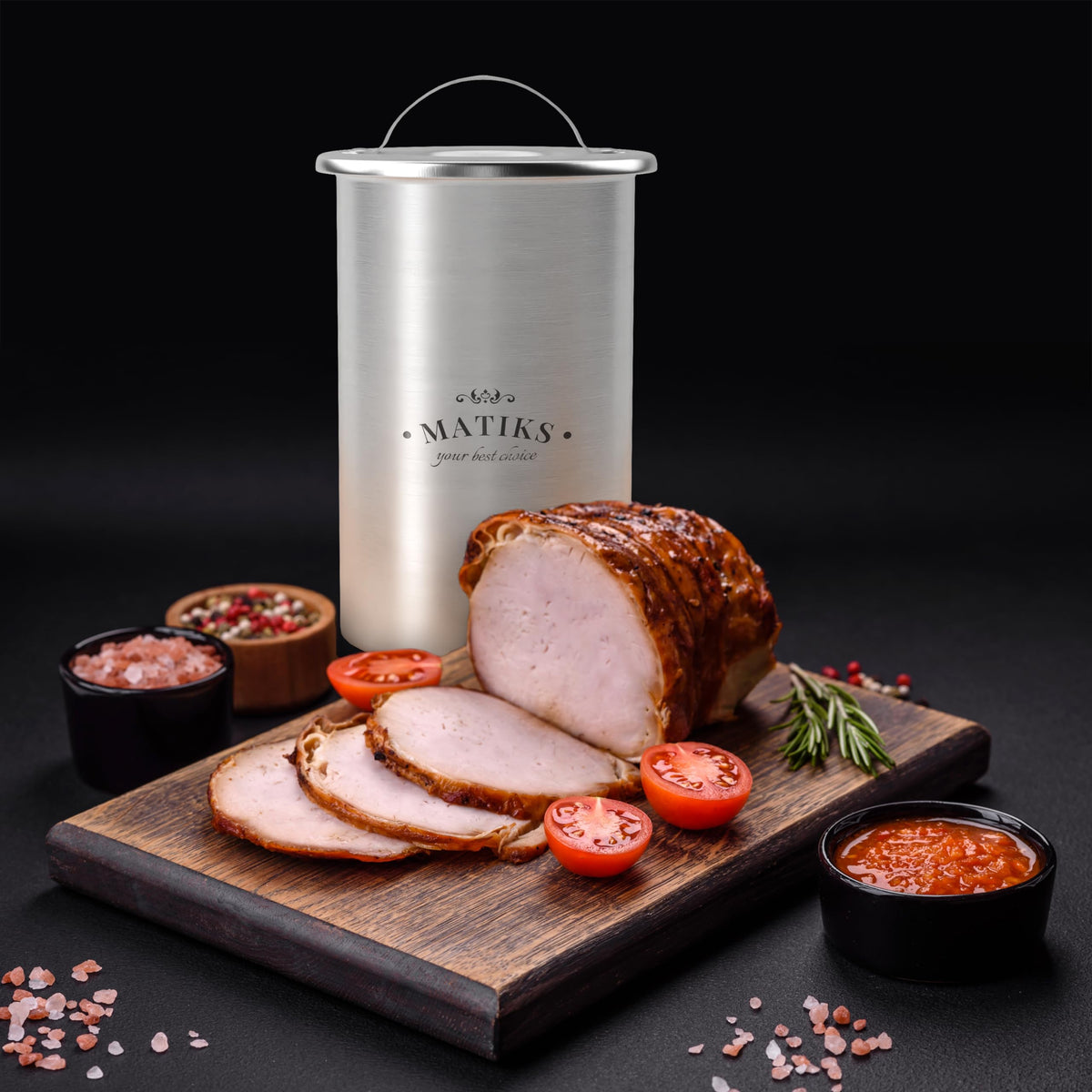 Matiks deli meat press mold in use on a kitchen counter for daily meals