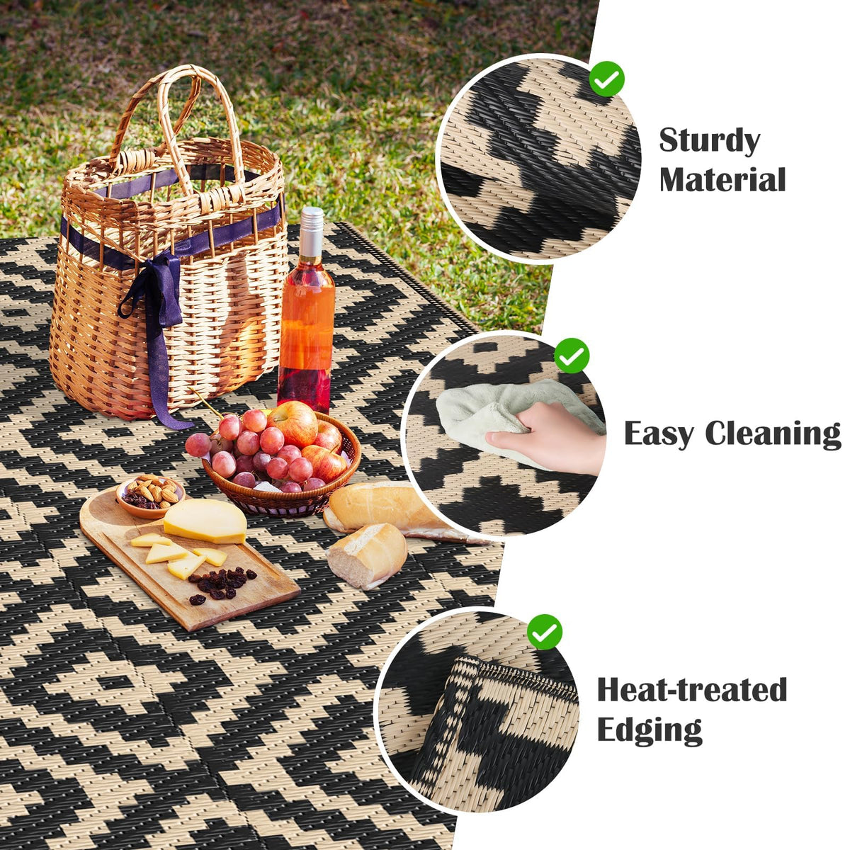 Mattitude 4x6 to 8x10 outdoor rug options cover decks and RV camping.