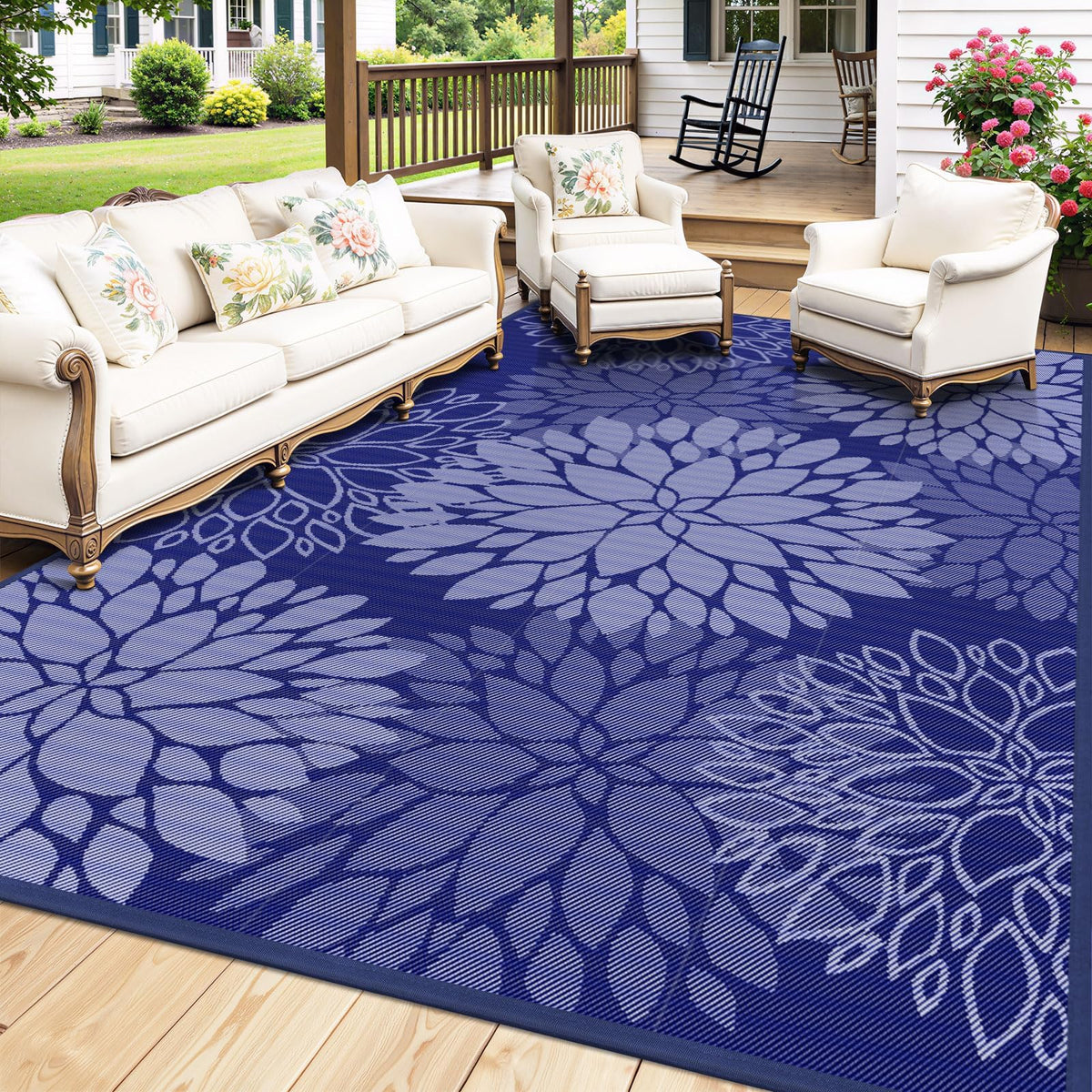 Mattitude outdoor rug 5x8 straw weave adds texture and style to outdoor spaces.