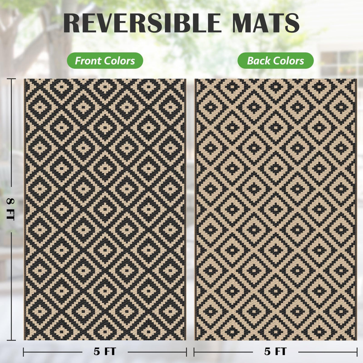 Mattitude straw-pattern outdoor rug dual-sided for versatile patio or camping setups.