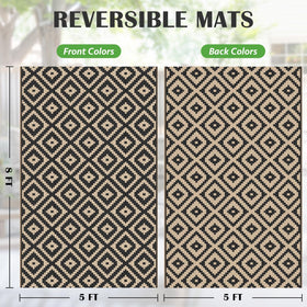 Mattitude straw-pattern outdoor rug dual-sided for versatile patio or camping setups.