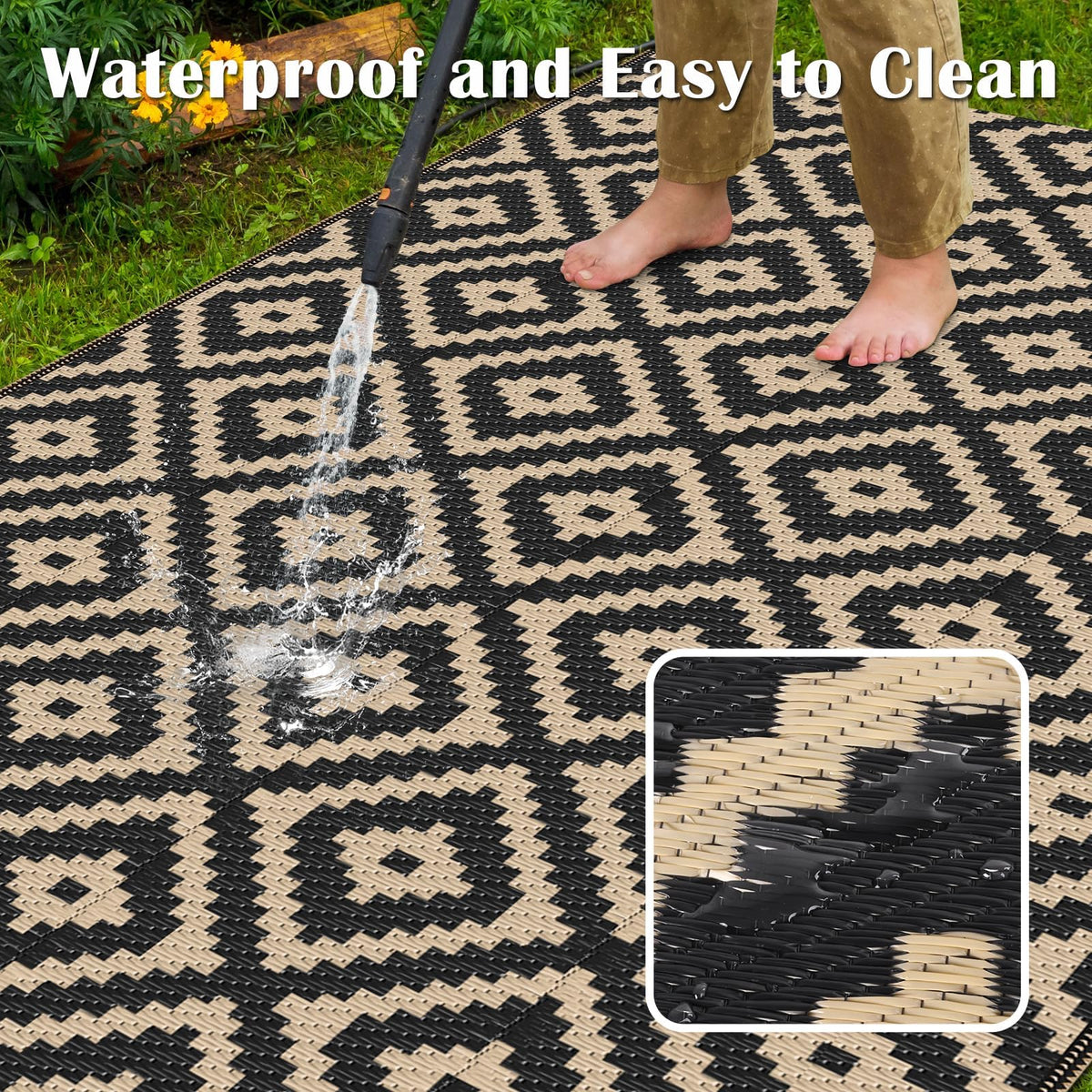 Mattitude UV-stable outdoor carpet keeps colors vibrant through sunny seasons.