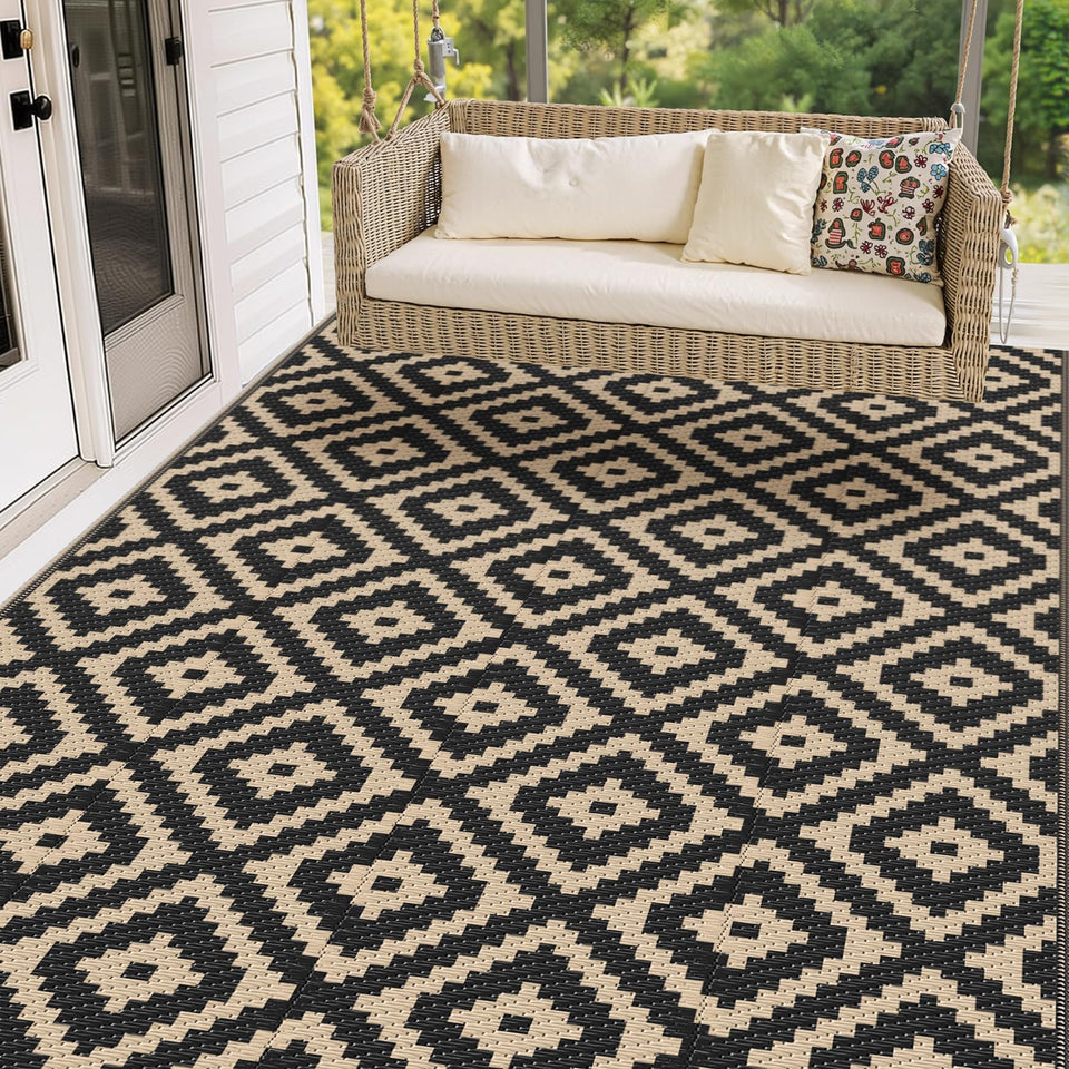 Mattitude waterproof outdoor rug 5x8 foldable for easy transport and quick setup.