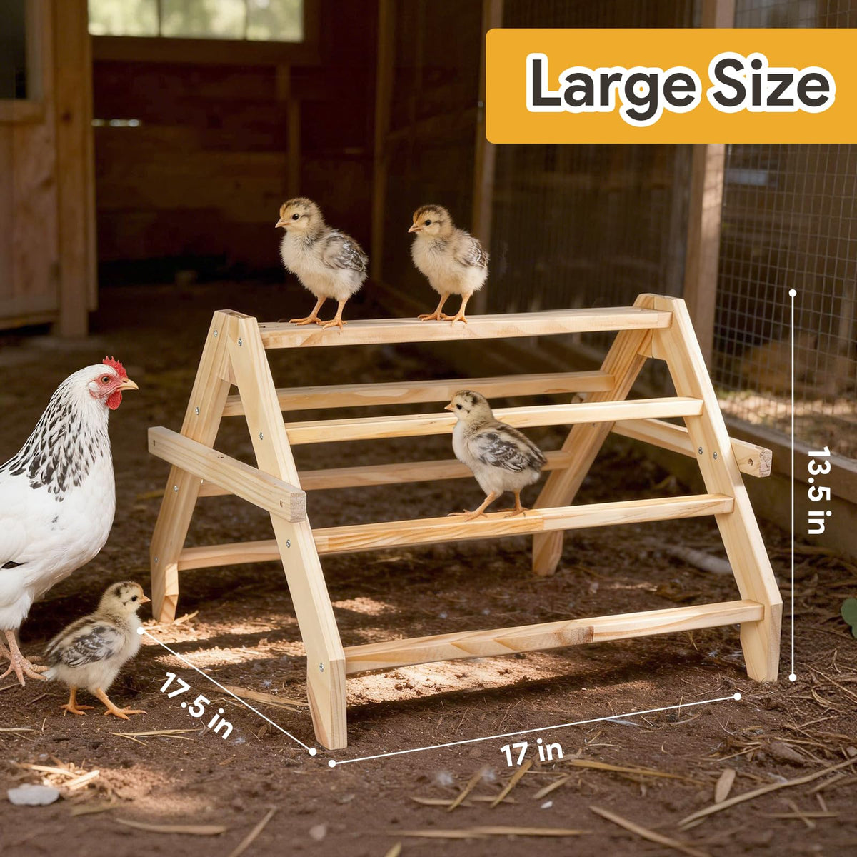 Matutinus 17-inch chicken perch front view shows a sturdy, easy-to-clean roost.