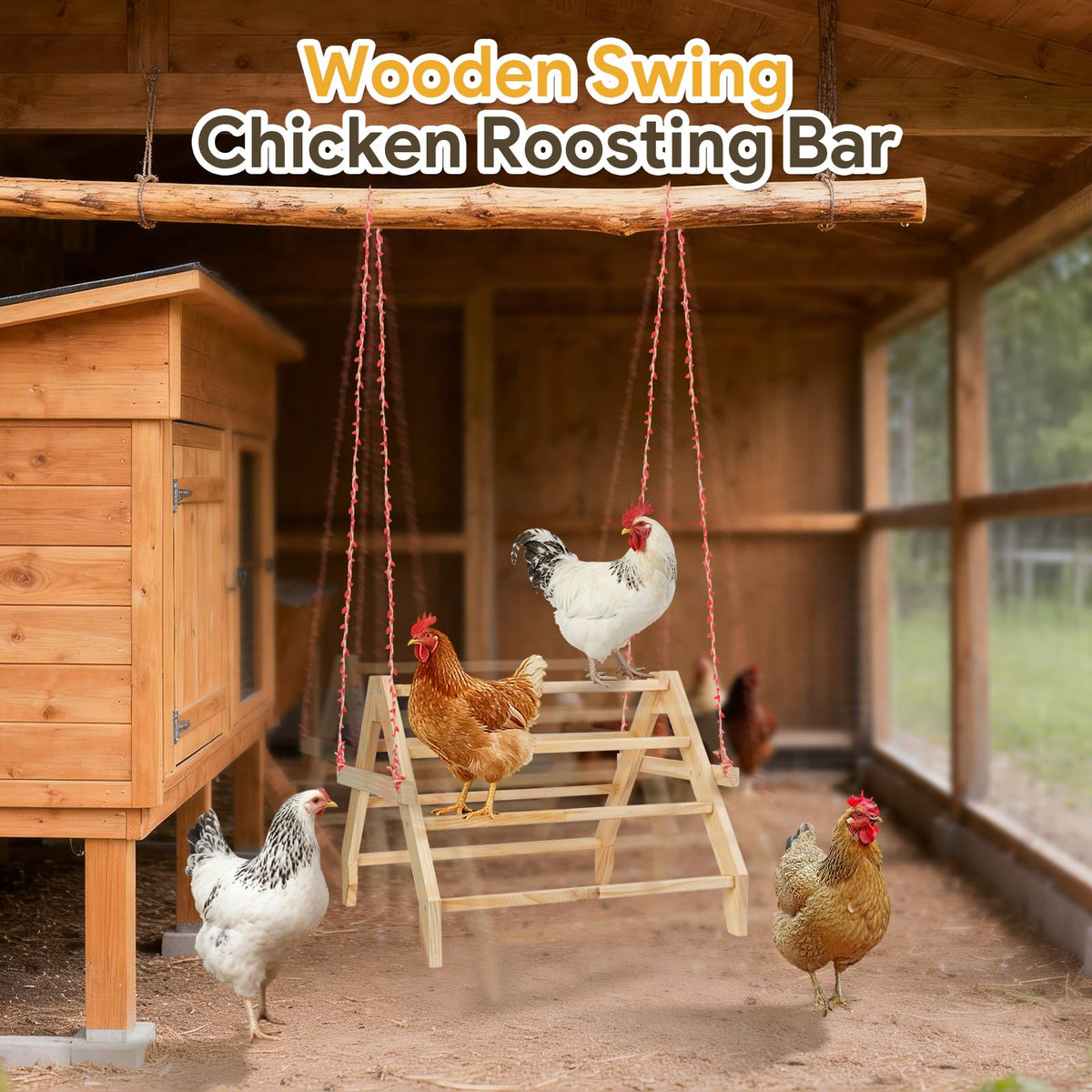 Matutinus coop perch installation with pre-drilled holes for quick setup.