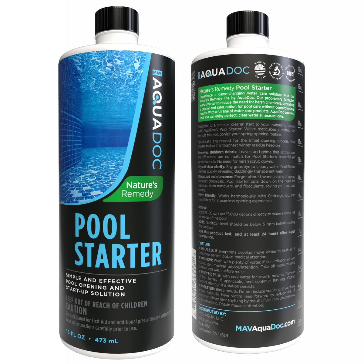 MAV Aquadoc backyard pool opening scene highlights easy use for above-ground and in-ground pools.