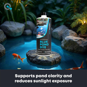 Pour MAV AquaDoc Blue Pond Dye into water to color the pond.