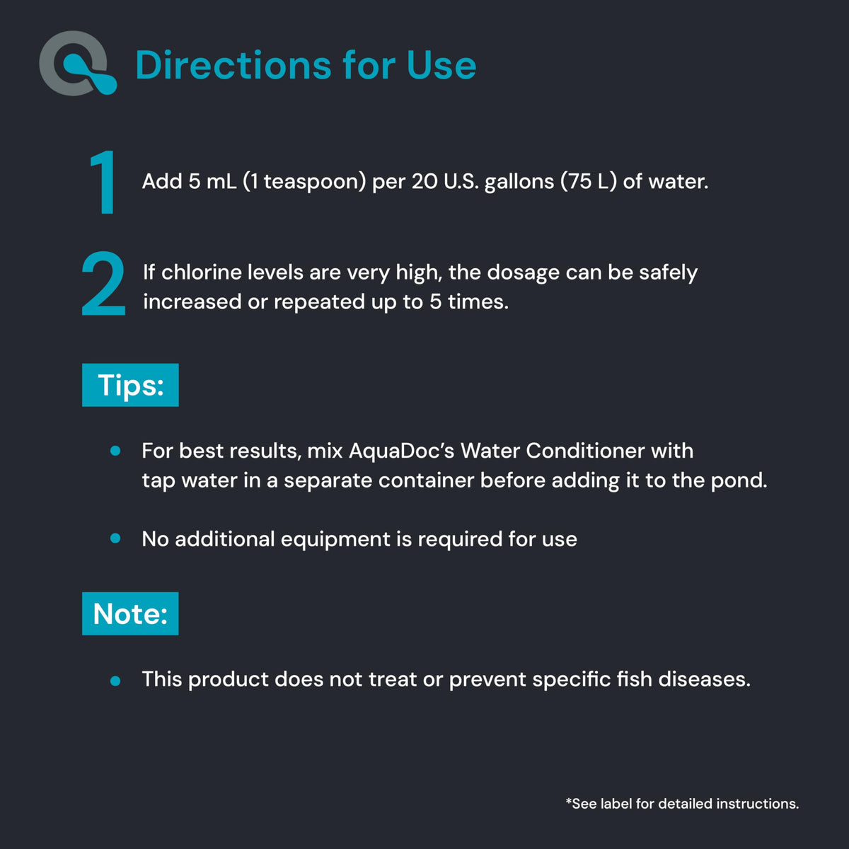 MAV AquaDoc bottle pour spout demonstrating easy dosing for 20-gallon increments