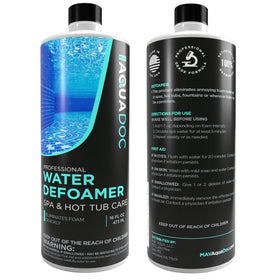 MAV AquaDoc bottle pictured with spa care accessories.
