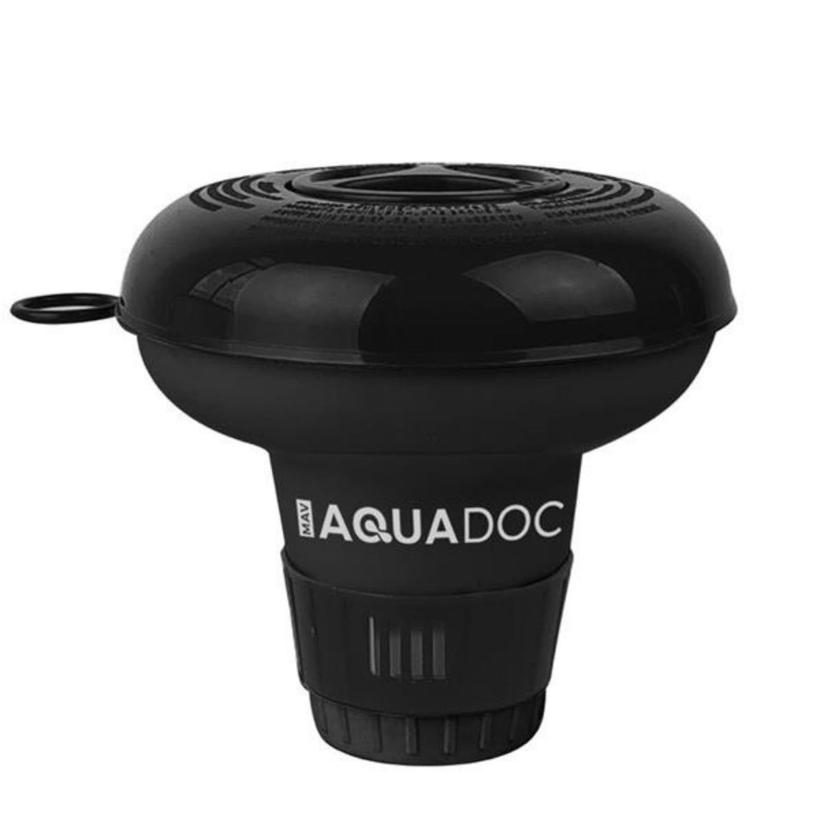 MAV AquaDoc bromine and chlorine floater cap for inflatable hot tubs helps steady dosing.