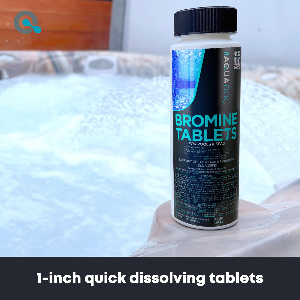 AquaDoc Bromine Tablets dissolving in water, fast spa sanitation