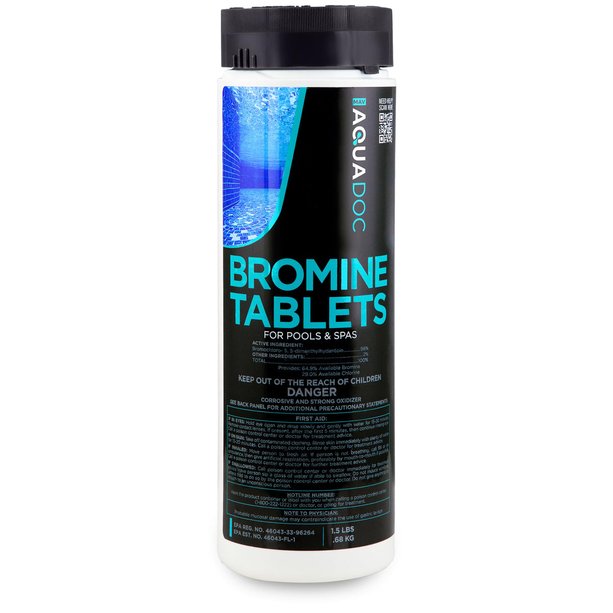 AquaDoc bromine tablets show reduced odor in spa water