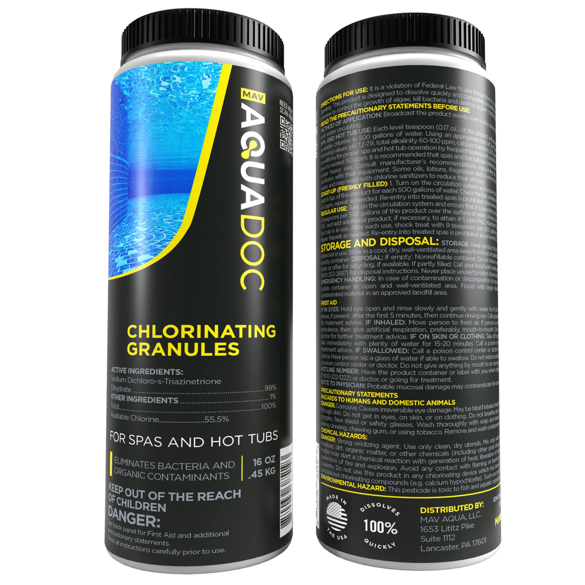 MAV AquaDoc spa chlorine helps keep water clean and balanced