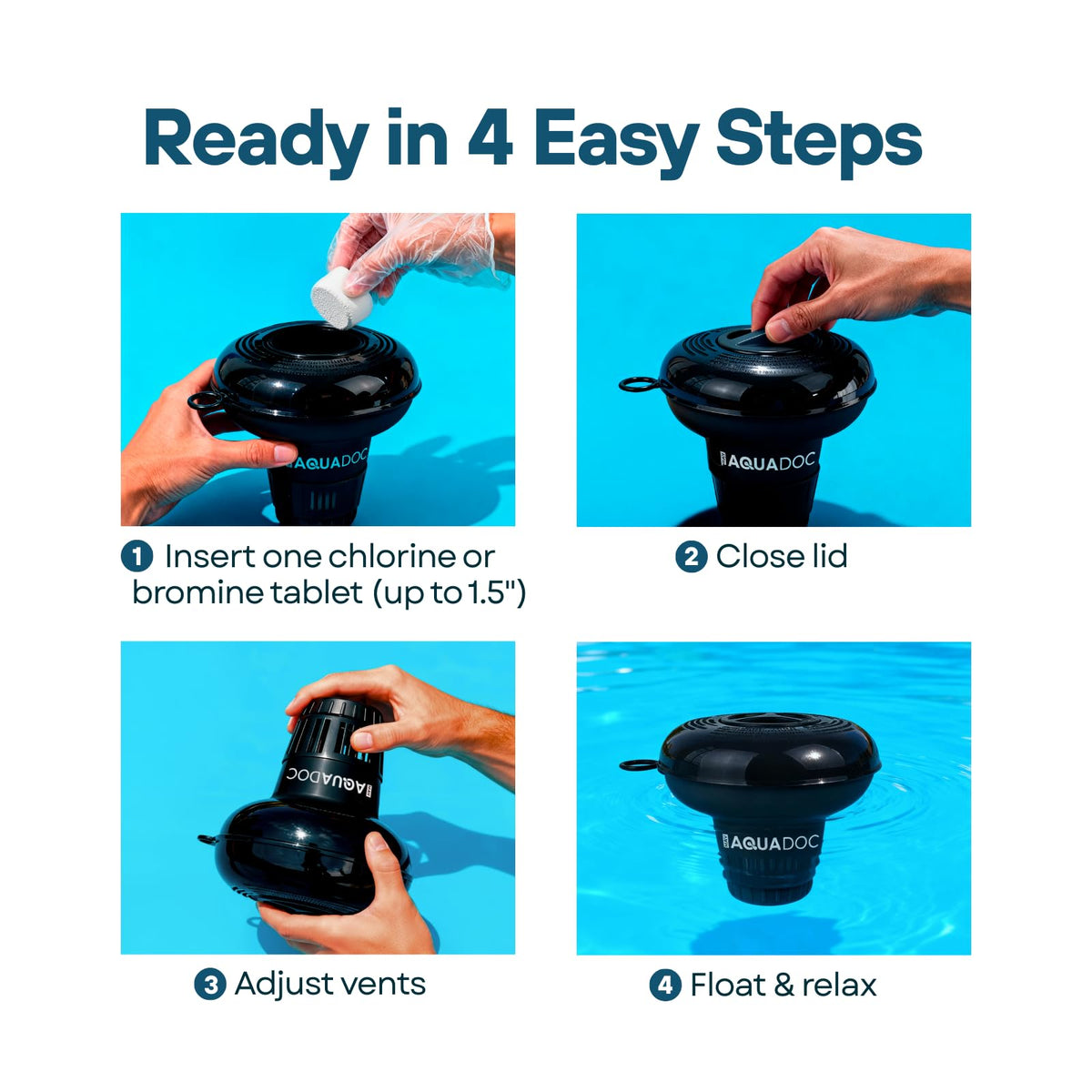 MAV AquaDoc compact sleek floater complements inflatable spas with discreet setup.