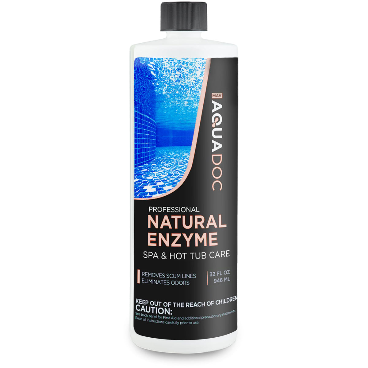 MAV AquaDoc crystal clear hot tub water after treatment.