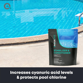 MAV AquaDoc cyanuric acid stabilizer powder dissolving for stable chlorine levels