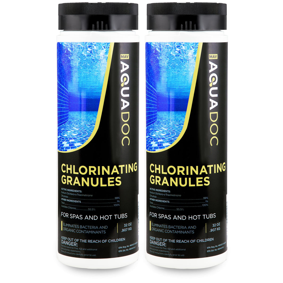 MAV AquaDoc easy dosing guide promotes simple, effective hot tub care.