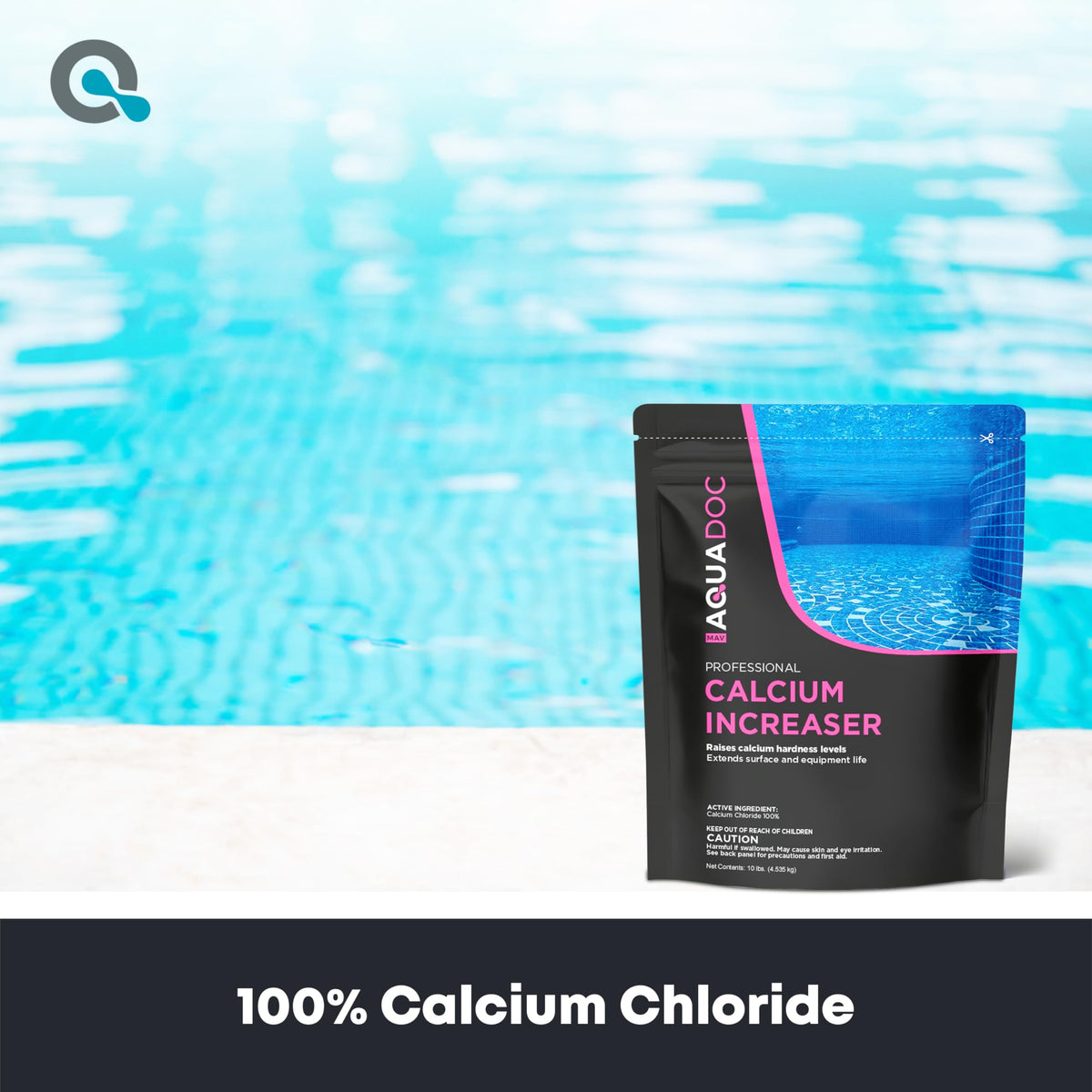 MAV AquaDoc calcium chloride flakes dissolving quickly in pool water.