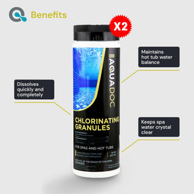 MAV AquaDoc fast-dissolving chlorine granules provide rapid water clarity for spas.