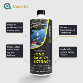 AquaDoc barley extract bottle used in koi pond setup for clarity.