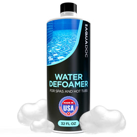 MAV AquaDoc hot tub defoamer bottle pouring to start foam reduction.