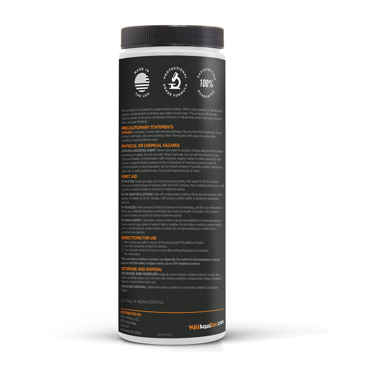 AquaDoc Hot Tub Shock oxidizing action for spa cleanliness